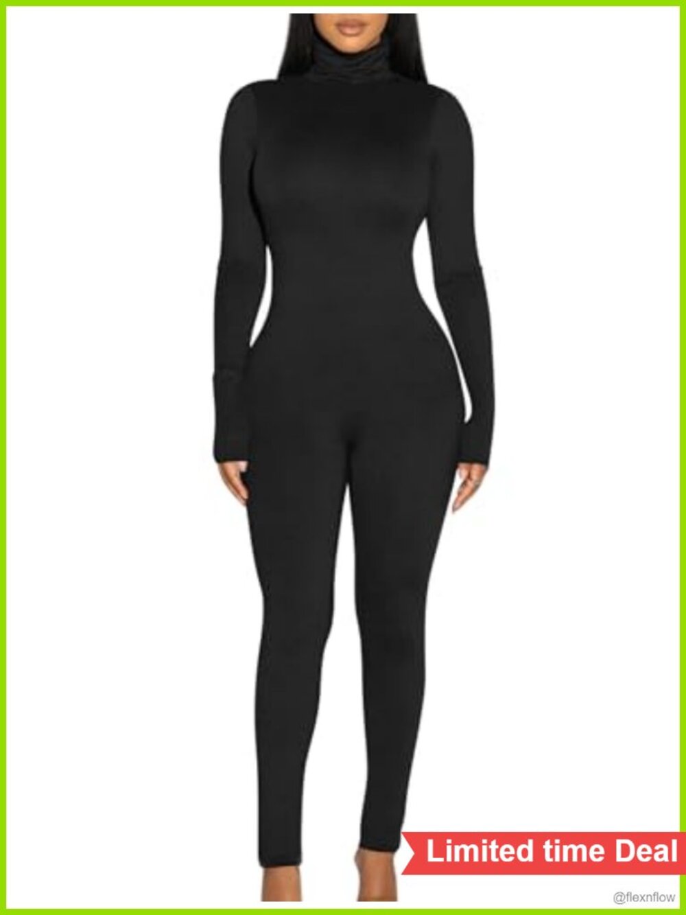 Turtleneck Long Sleeve Jumpsuit Slim Fit Tummy Control